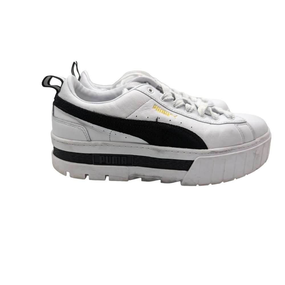 Puma Mayze Womens White Black Platform Sneakers  381983-01 Size 10